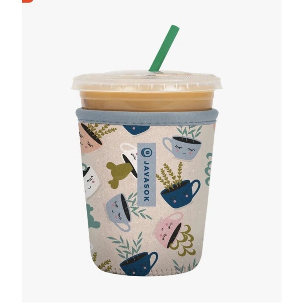 Sok It Javasok Medium Neoprene Botanical Teacups NWT NEW 22-28 Ounce Cups